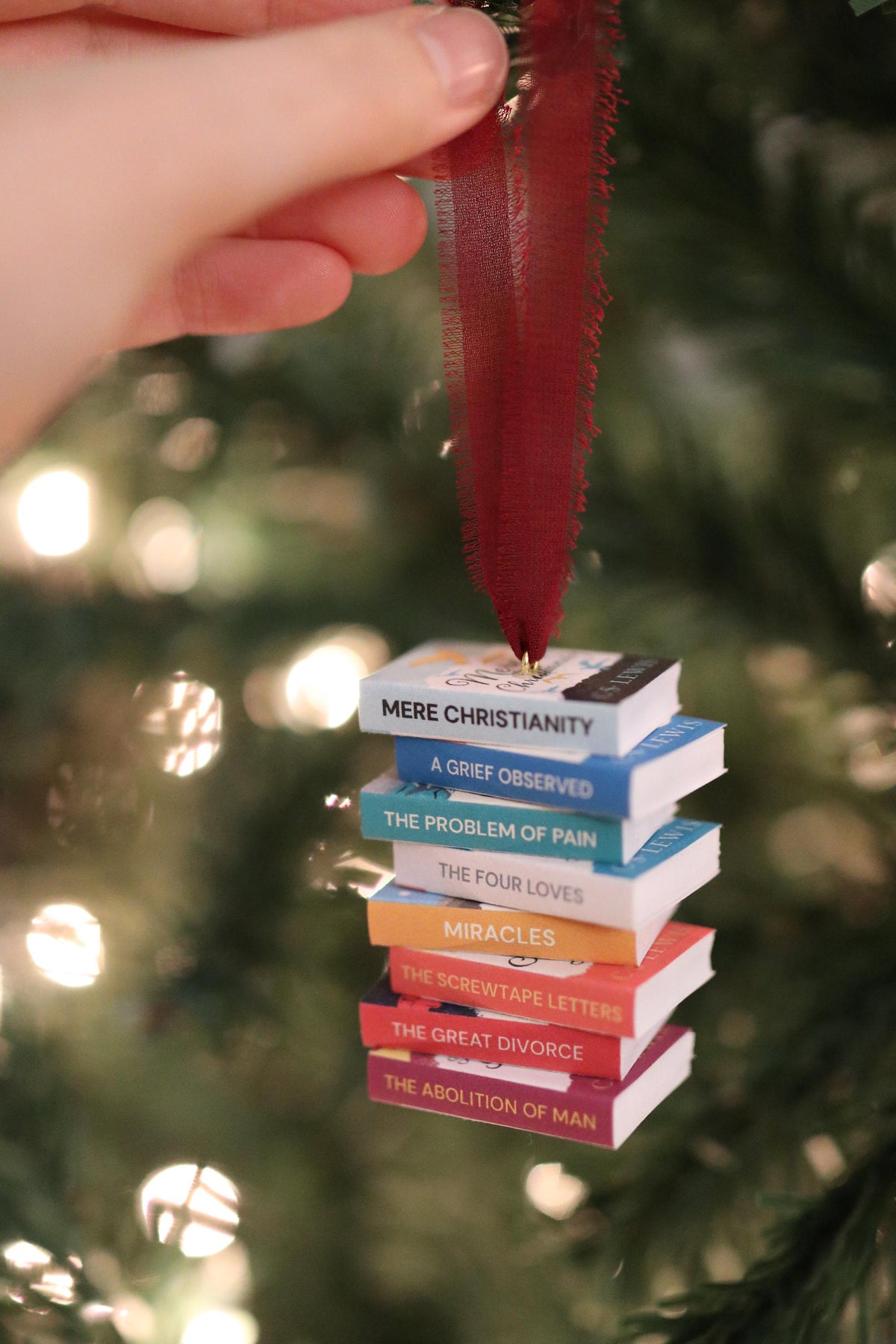 CS Lewis Mini Book Stack Ornament