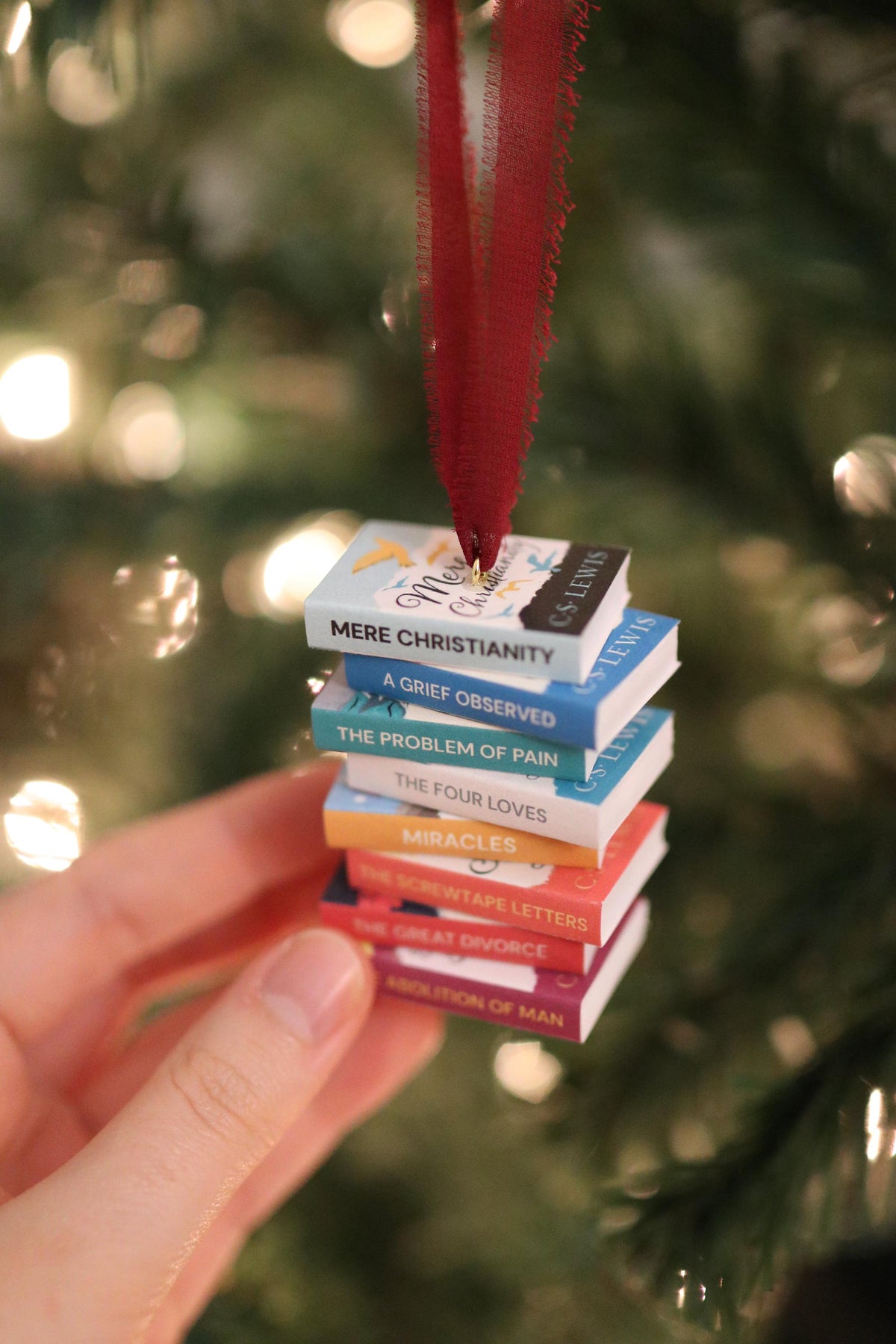 CS Lewis Mini Book Stack Ornament