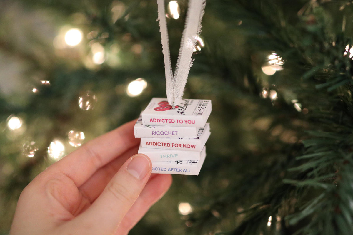 Addicted to You Mini Book Stack Ornament