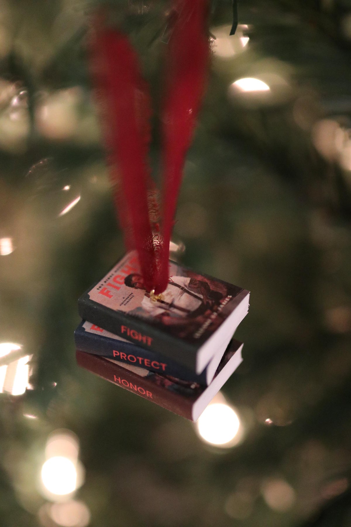 Fight Mini Book Stack Ornament