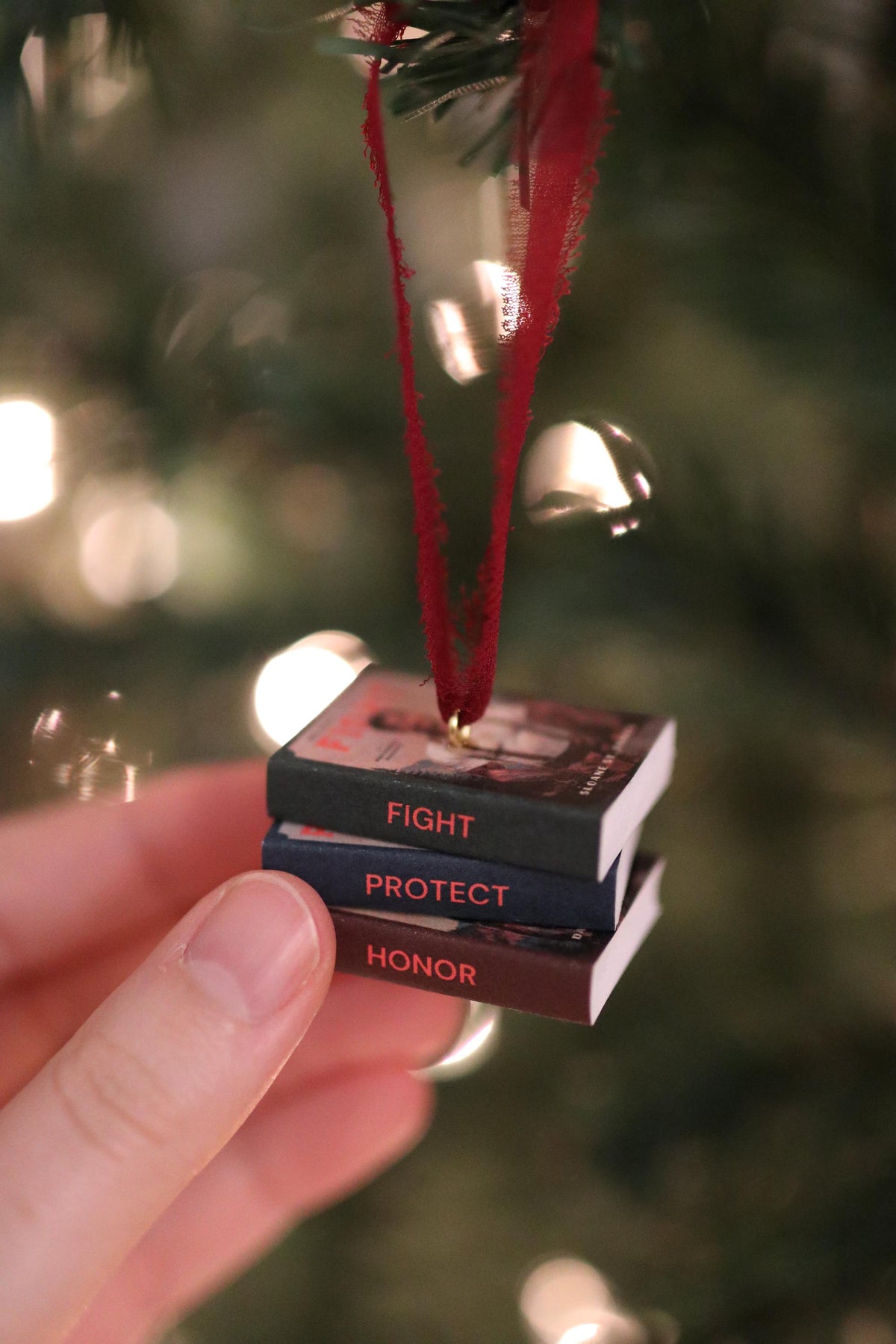 Fight Mini Book Stack Ornament