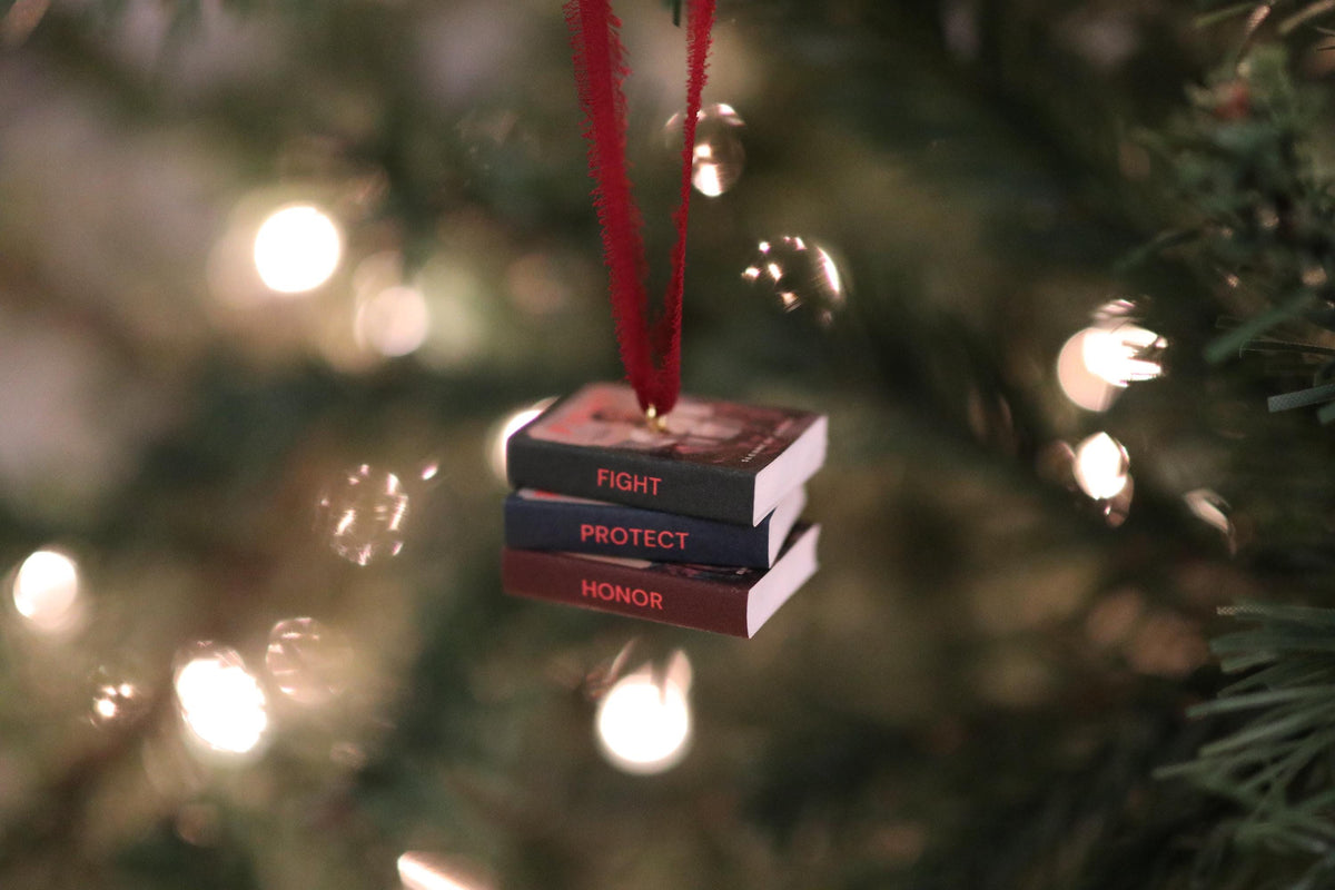 Fight Mini Book Stack Ornament