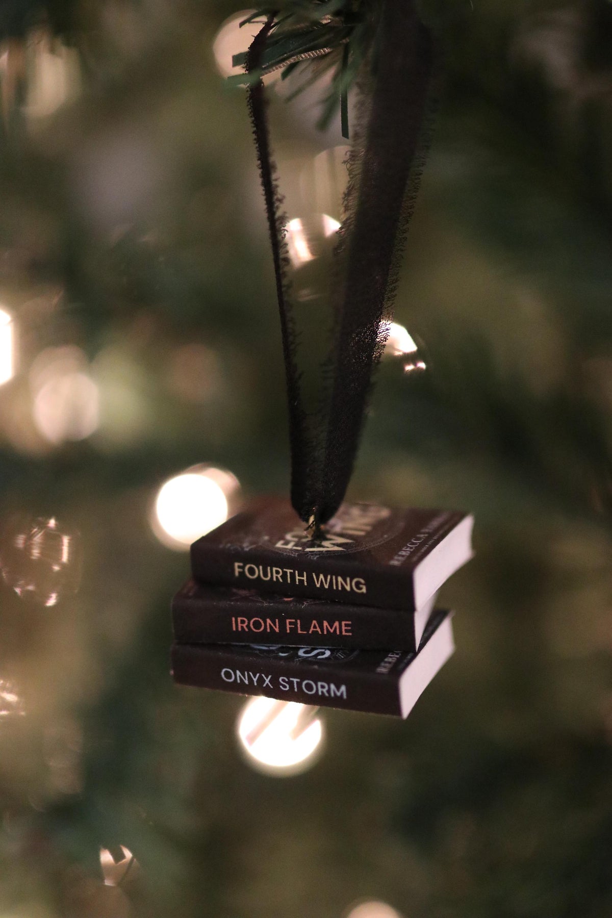 Dark Fourth Wing Mini Book Stack Ornament