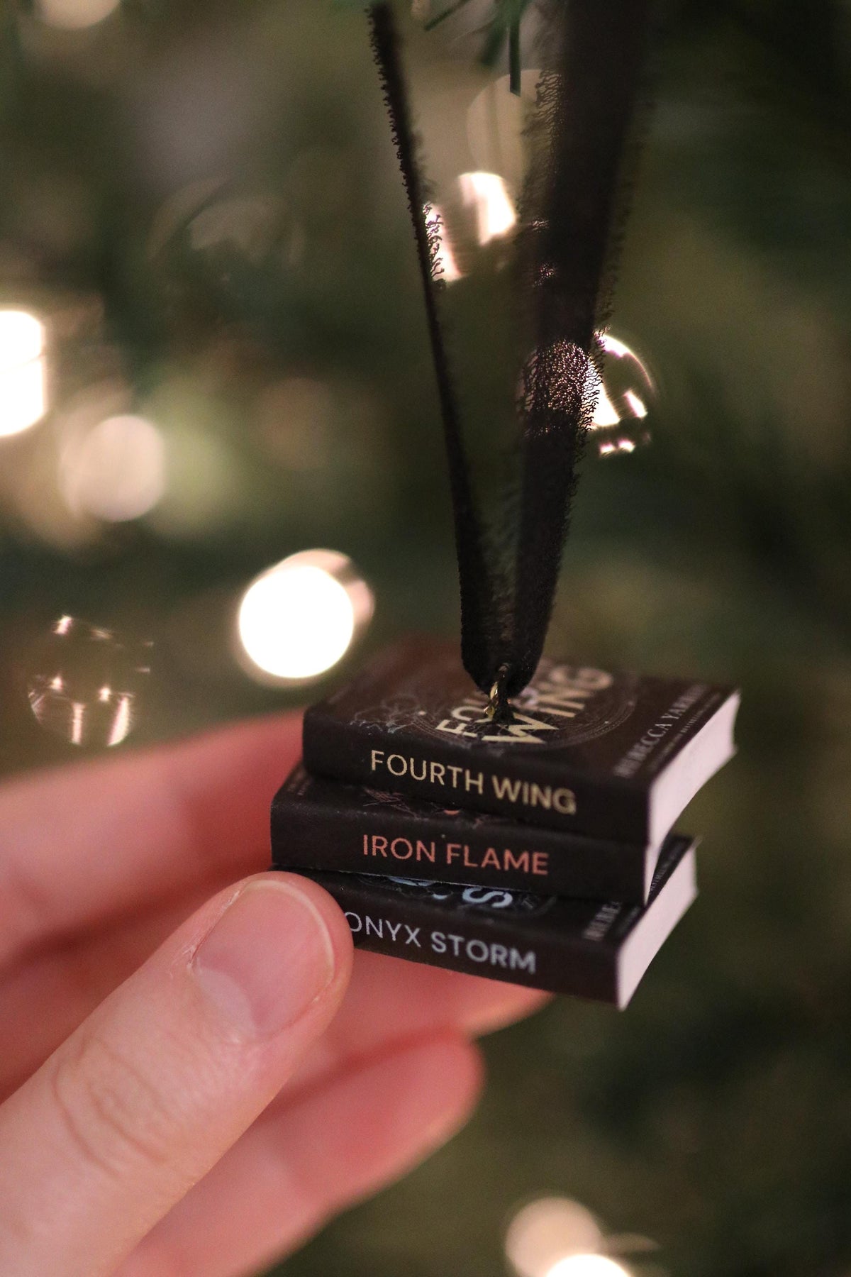 Dark Fourth Wing Mini Book Stack Ornament