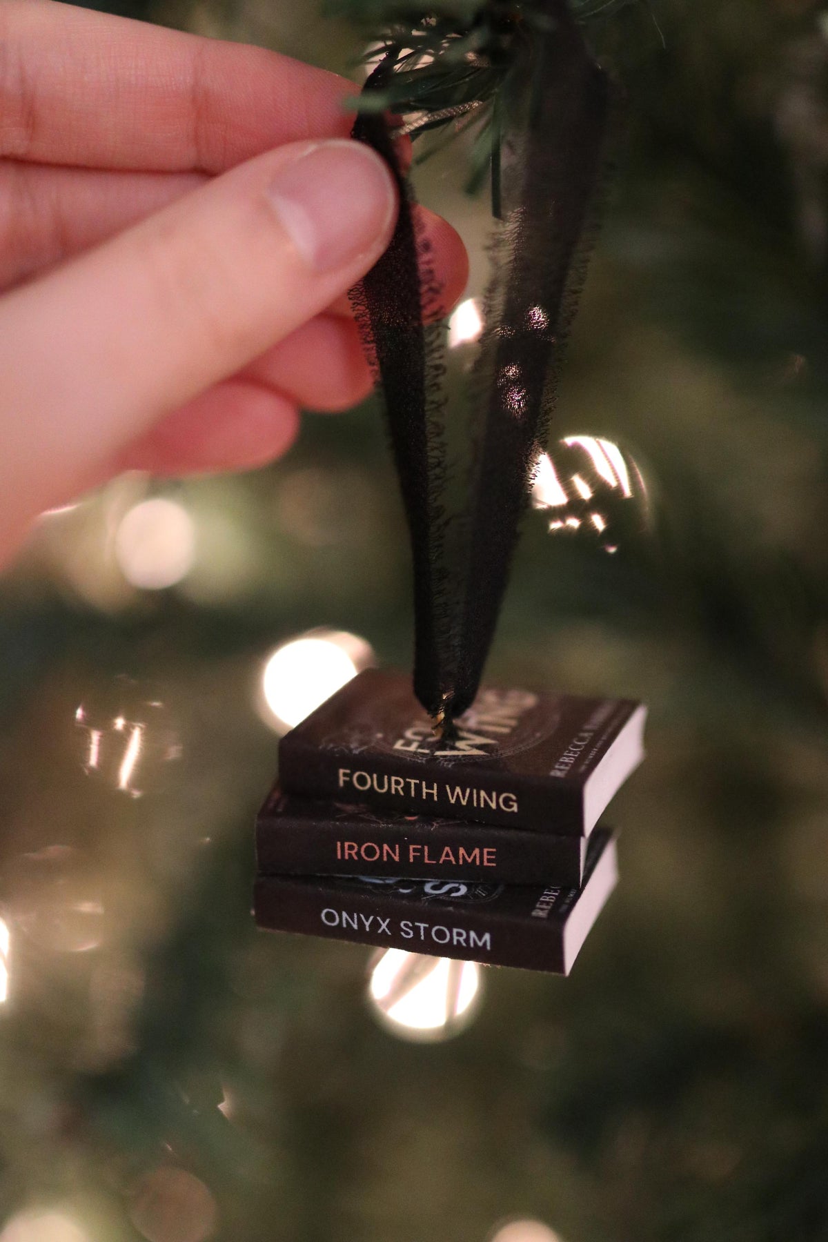 Dark Fourth Wing Mini Book Stack Ornament