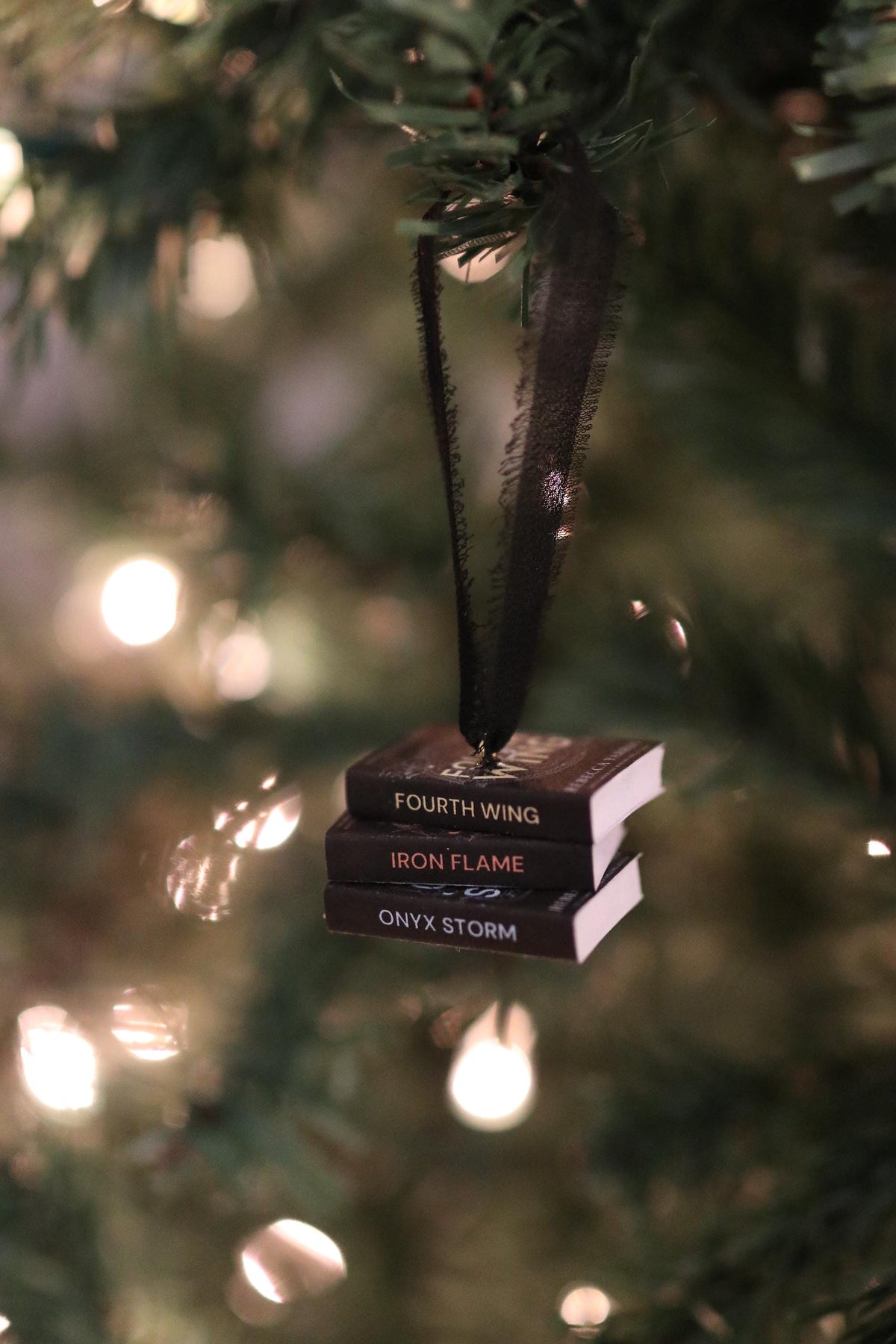 Dark Fourth Wing Mini Book Stack Ornament