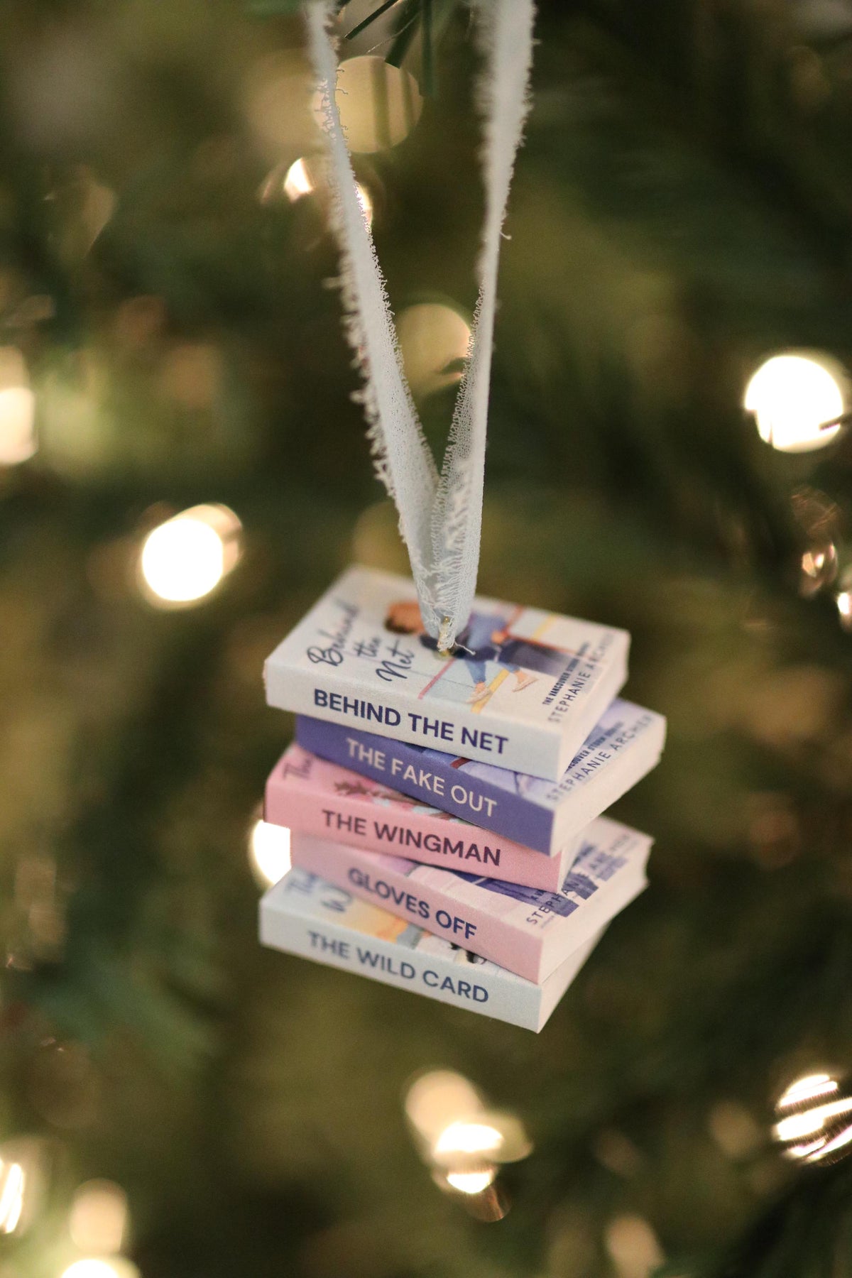 Behind the Net Mini Book Stack Ornament