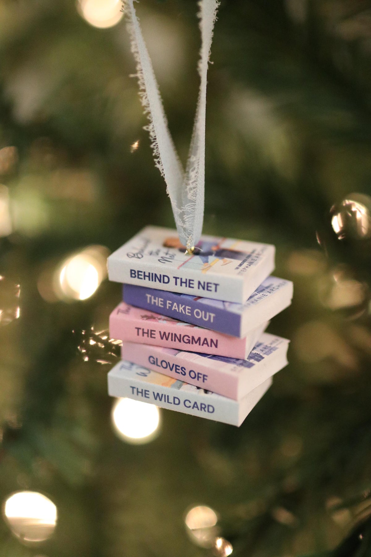Behind the Net Mini Book Stack Ornament