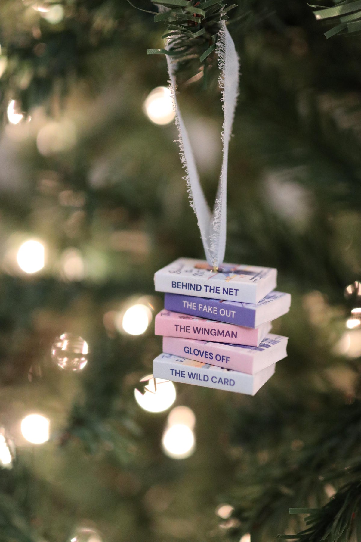 Behind the Net Mini Book Stack Ornament