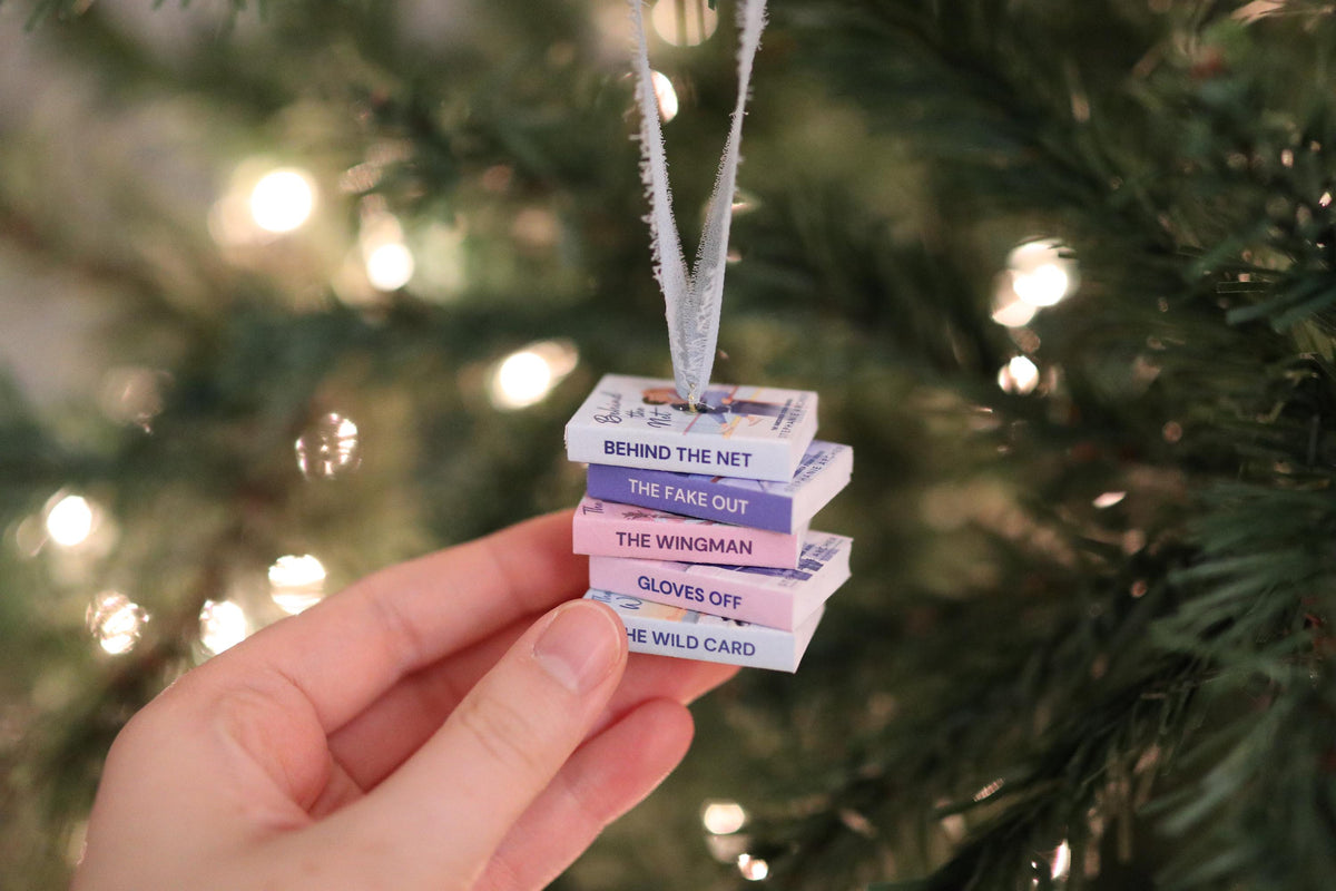 Behind the Net Mini Book Stack Ornament