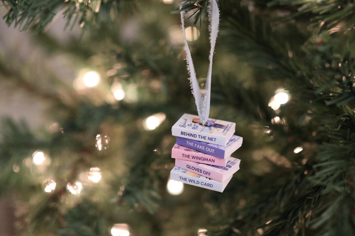 Behind the Net Mini Book Stack Ornament