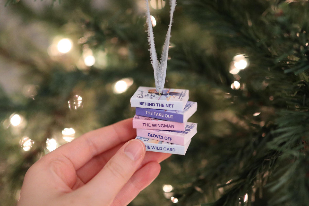 Behind the Net Mini Book Stack Ornament