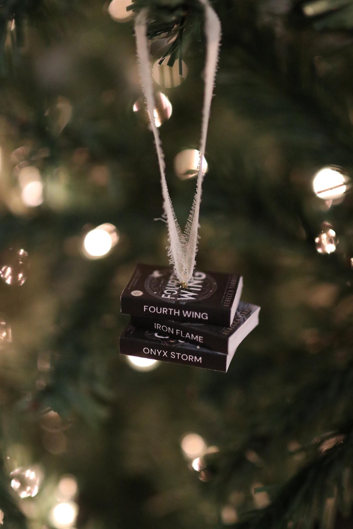 Black Fourth Wing Mini Book Stack Ornament