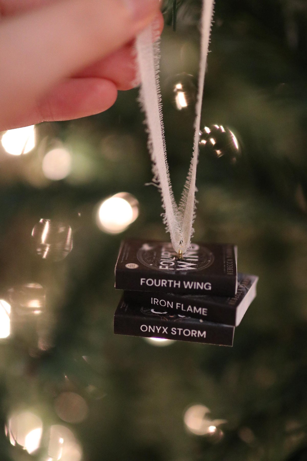 Black Fourth Wing Mini Book Stack Ornament