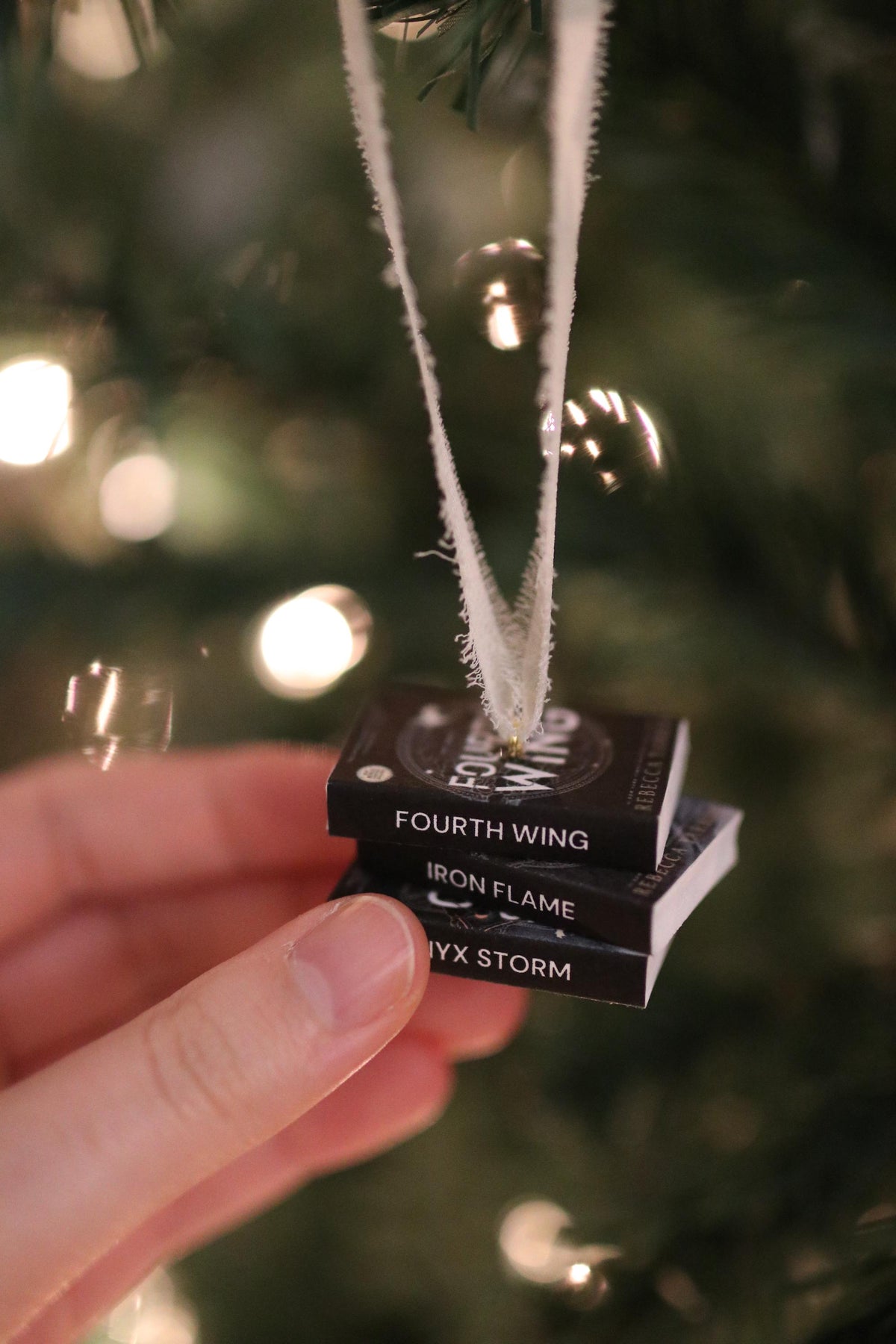 Black Fourth Wing Mini Book Stack Ornament