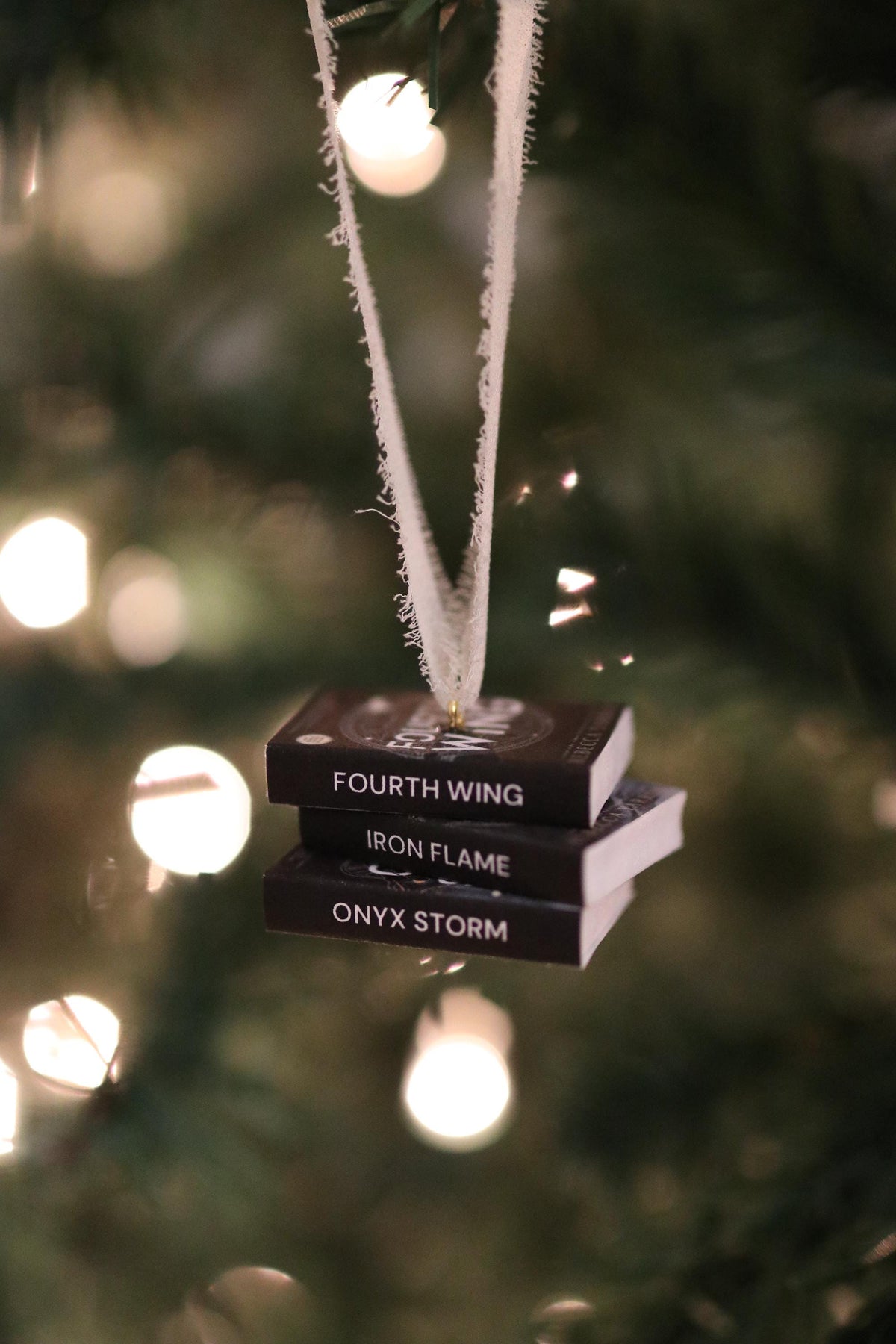 Black Fourth Wing Mini Book Stack Ornament