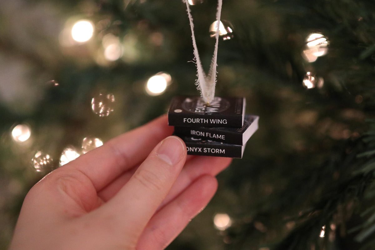Black Fourth Wing Mini Book Stack Ornament