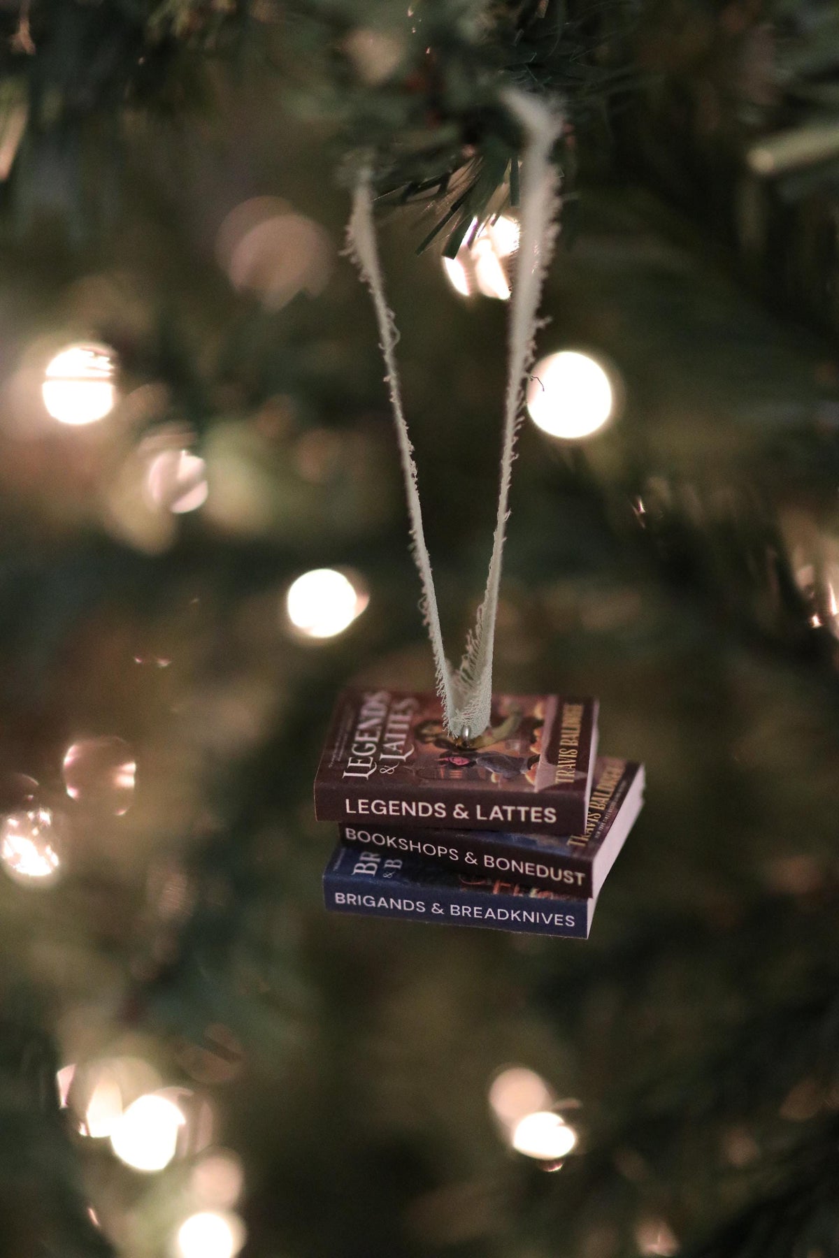 Legends and Lattes Mini Book Stack Ornament