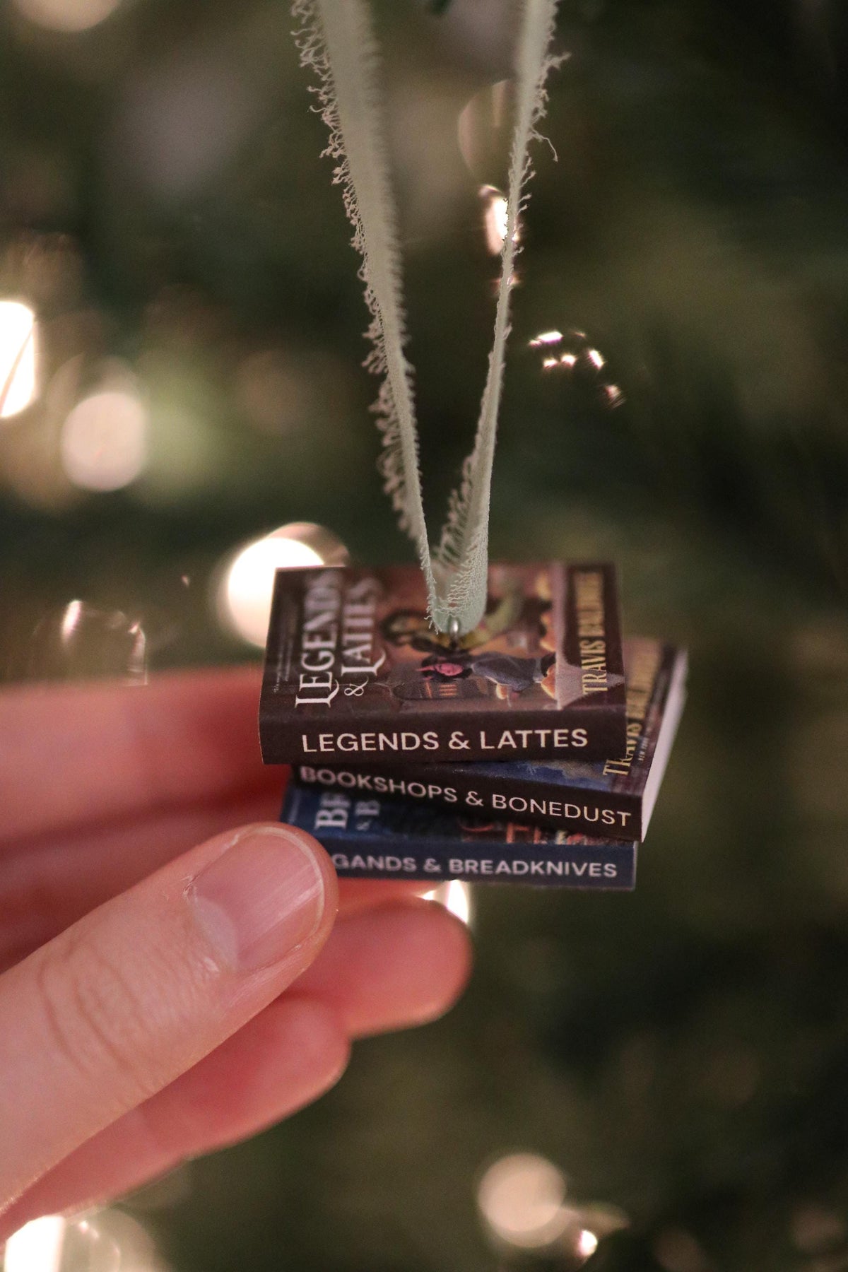 Legends and Lattes Mini Book Stack Ornament