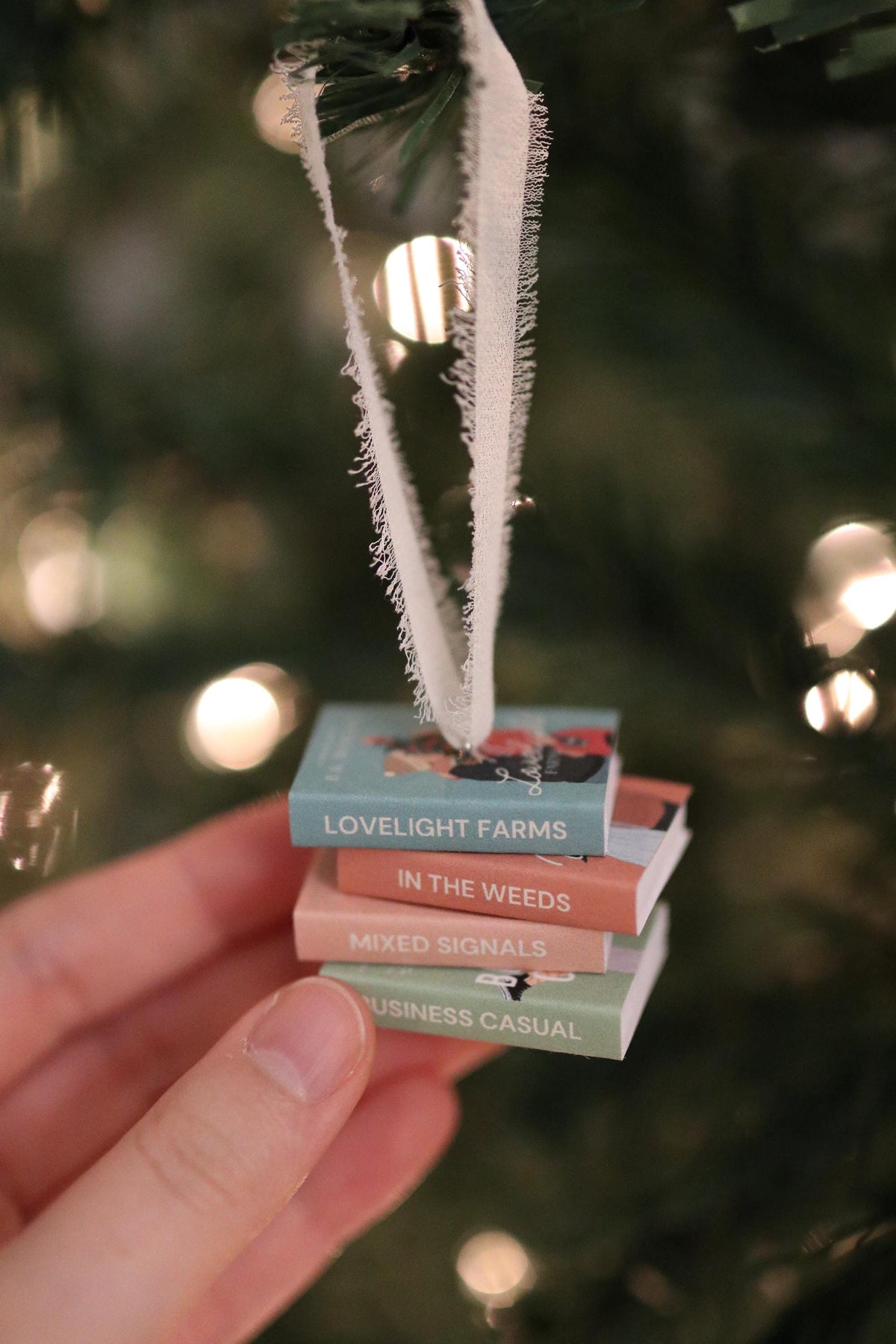Lovelight Farms Mini Book Stack Ornament