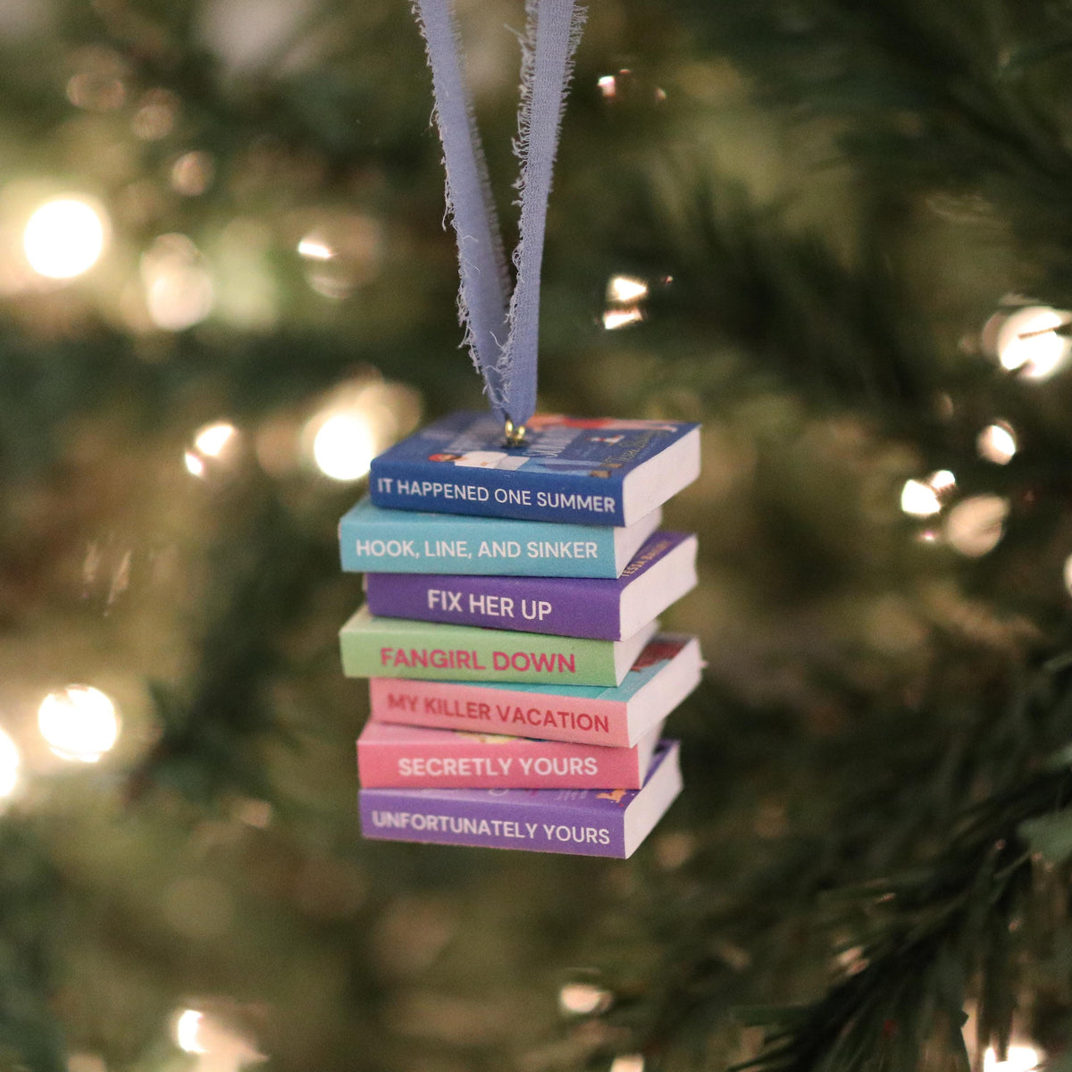 Tessa Bailey Mini Book Stack Ornament | Handmade Miniature Tiny Books Christmas Bookish Reader Gift Reading Booktok Holiday romance cute