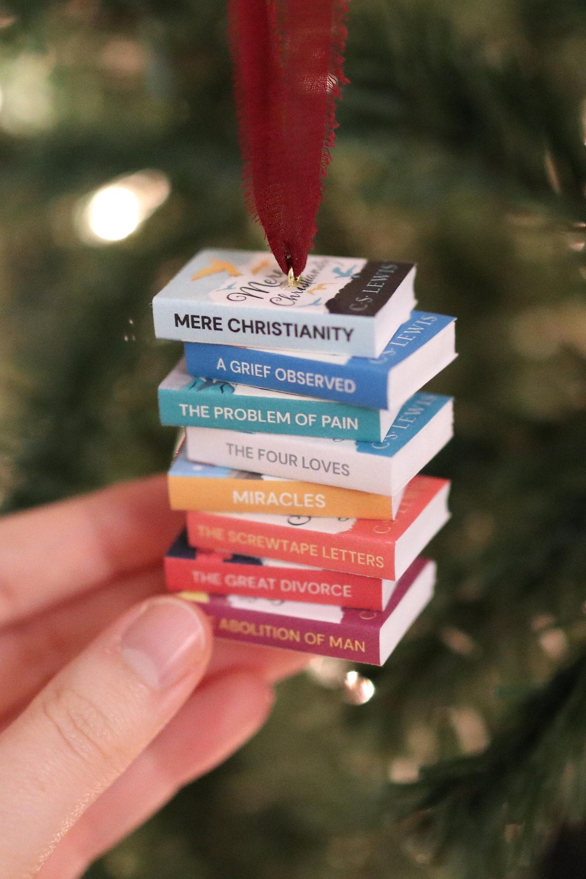 CS Lewis Mini Book Stack Ornament