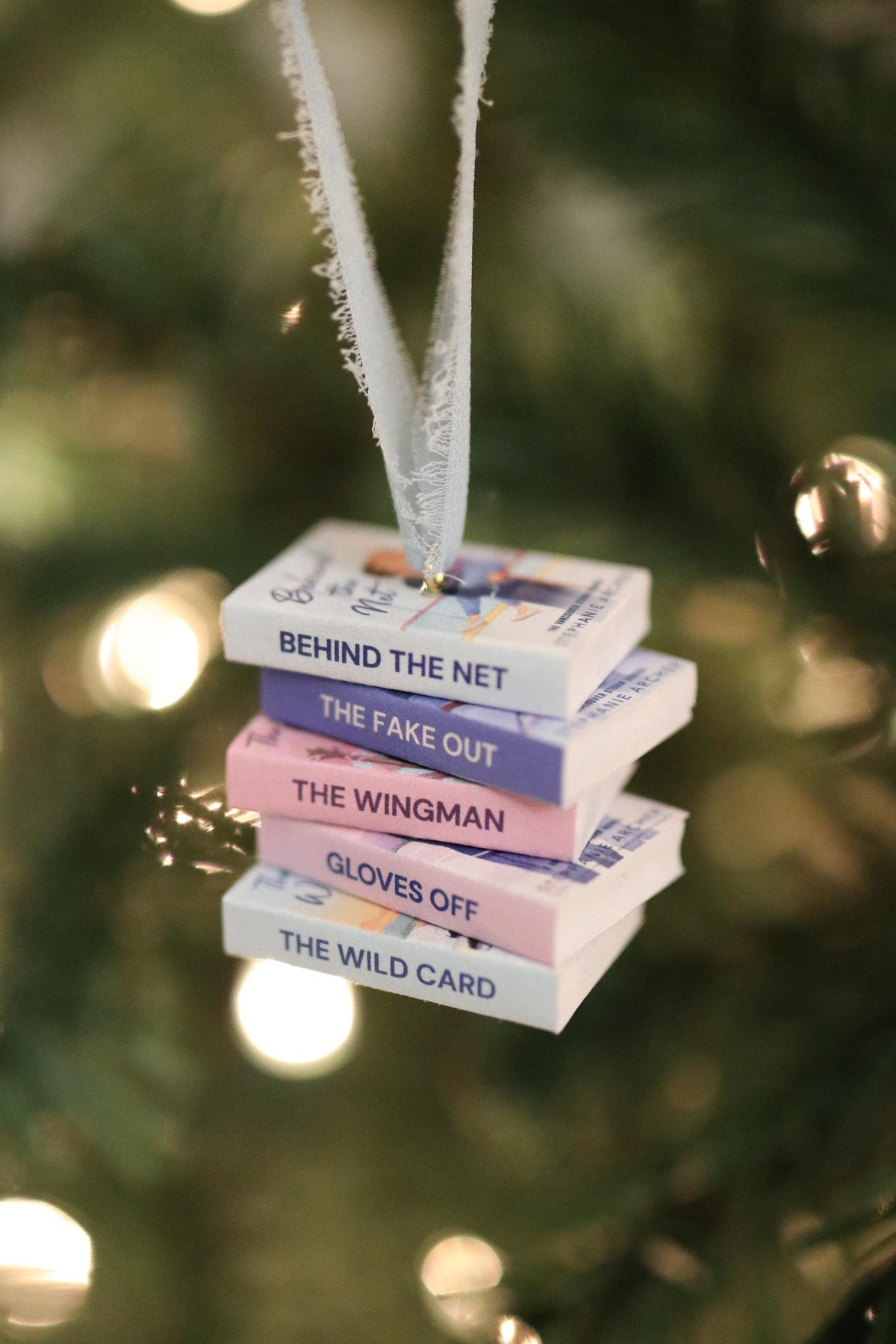 Behind the Net Mini Book Stack Ornament