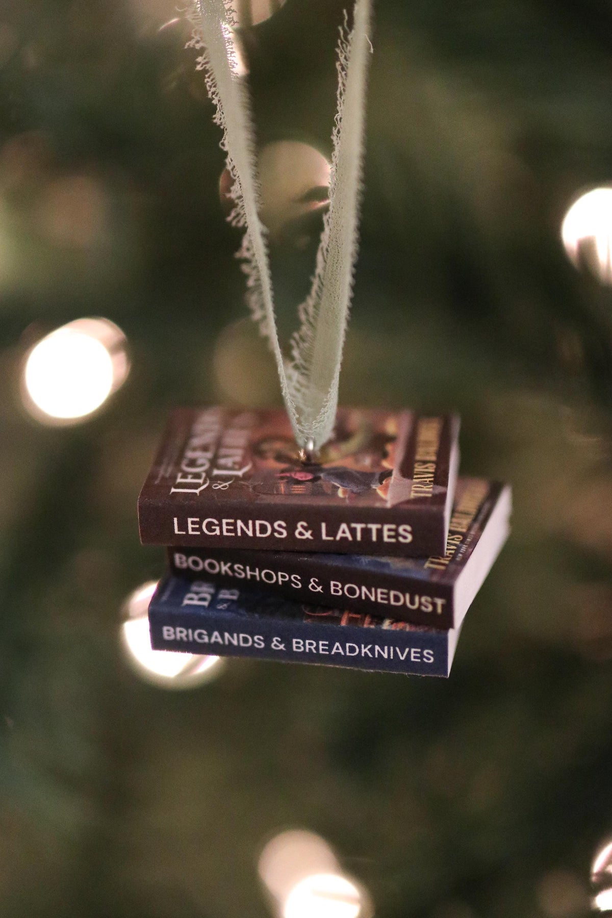 Legends and Lattes Mini Book Stack Ornament