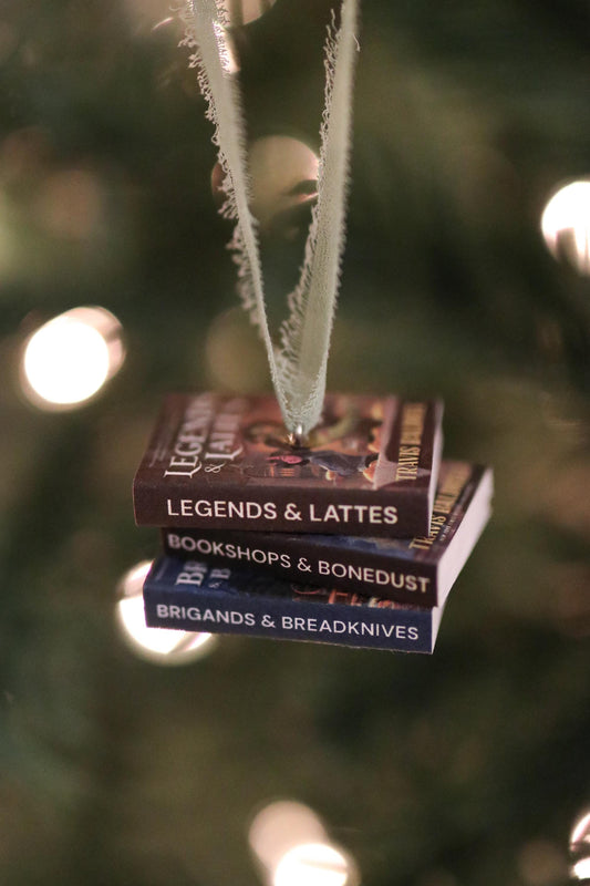 Legends and Lattes Mini Book Stack Ornament