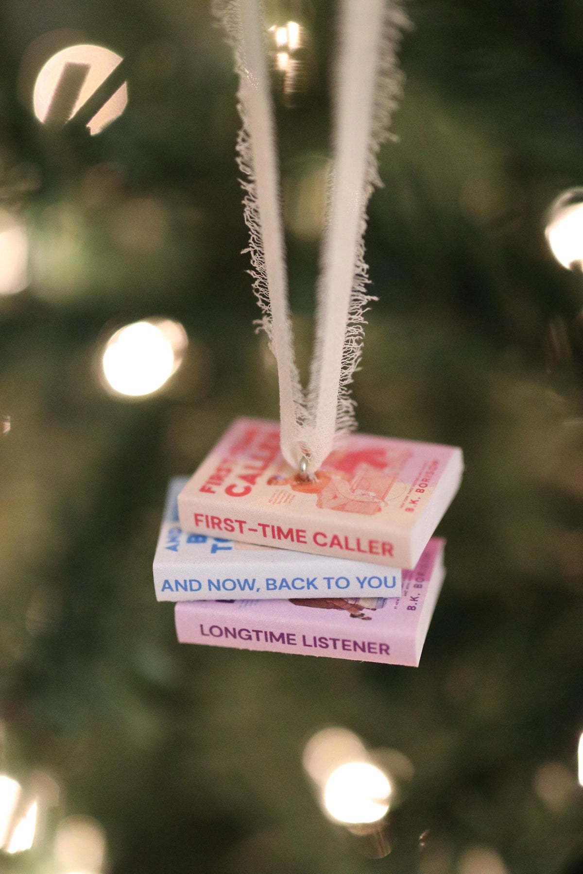 First-Time Caller Mini Book Stack Ornament