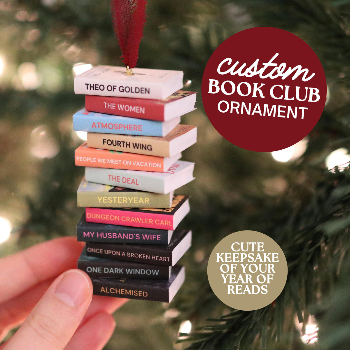CUSTOM Book Club Ornament