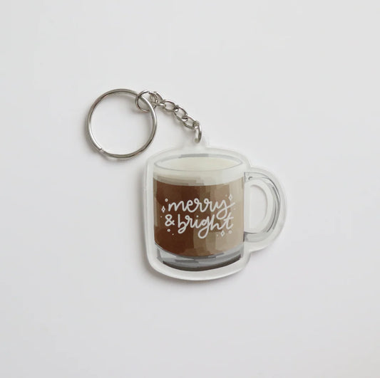 Merry & Bright Mug Acrylic Keychain
