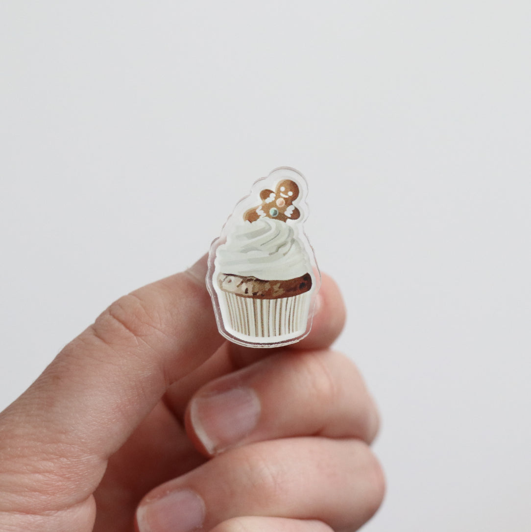 Gingerbread Cupcake Acrylic Pin
